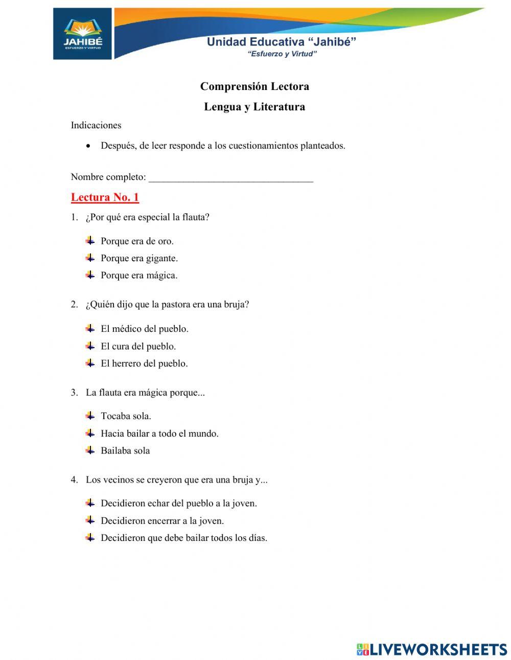 Compresión Lectora 3ero EGB