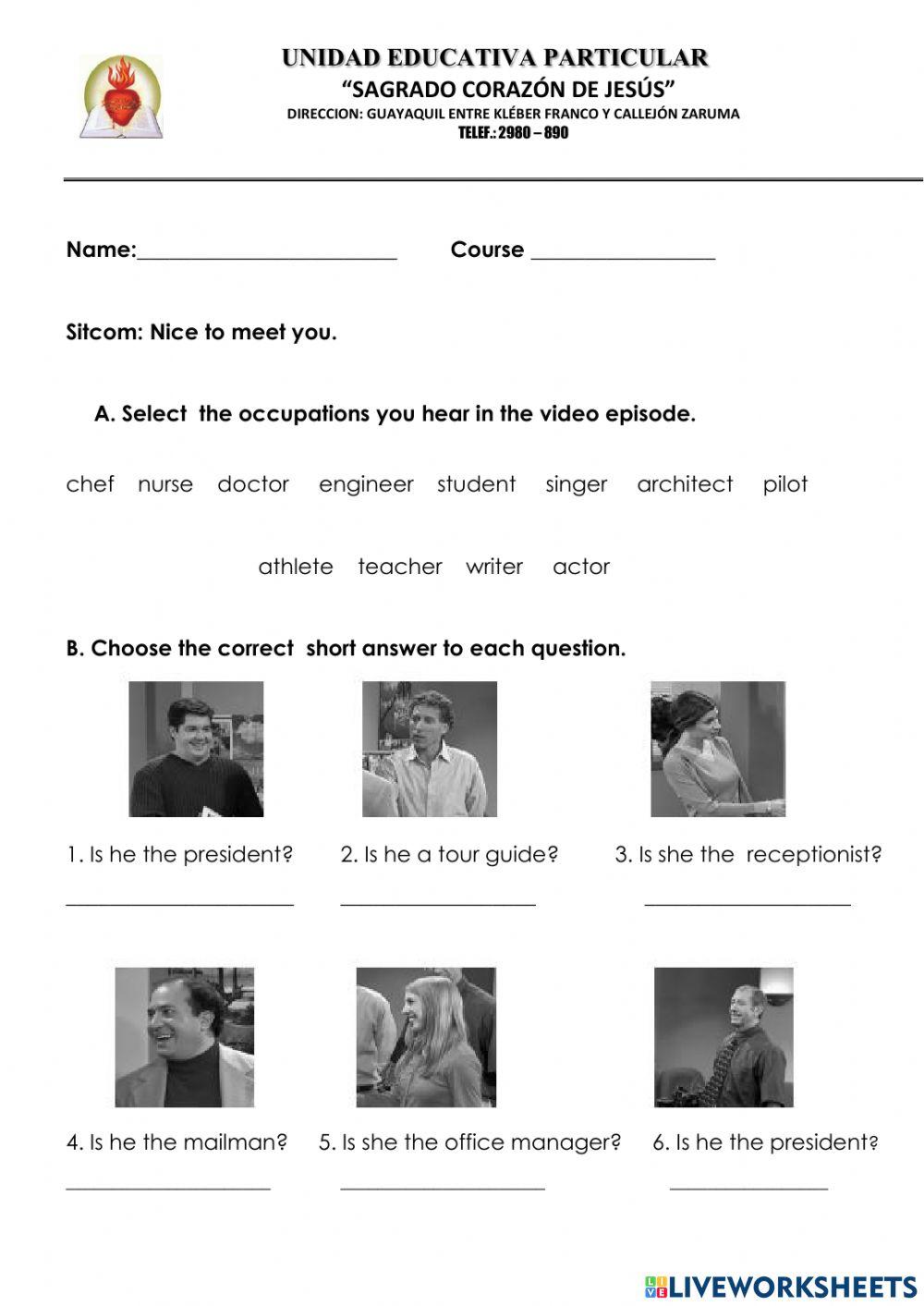 Verb be video worksheet