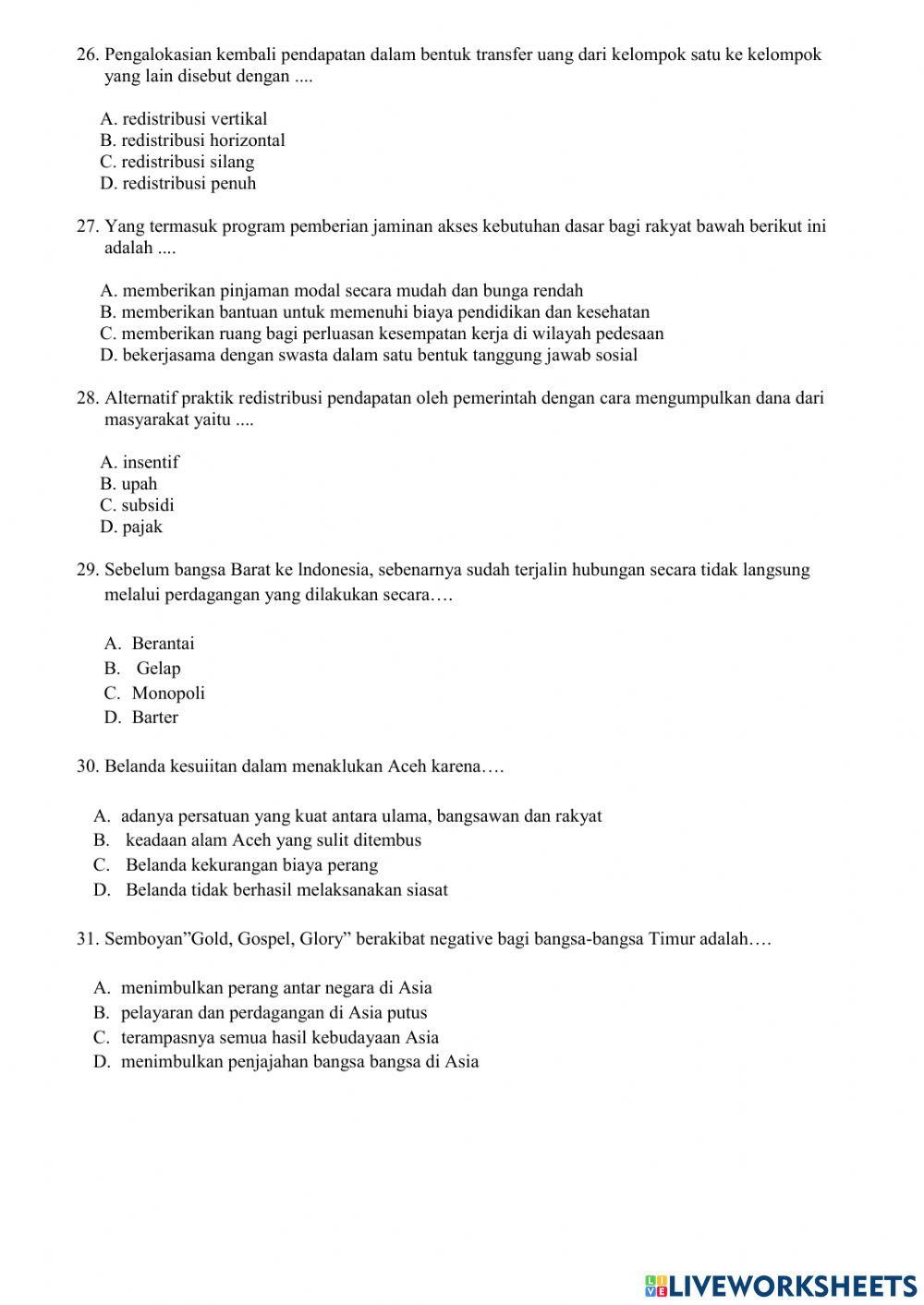 Soal pat ips kelas VIII