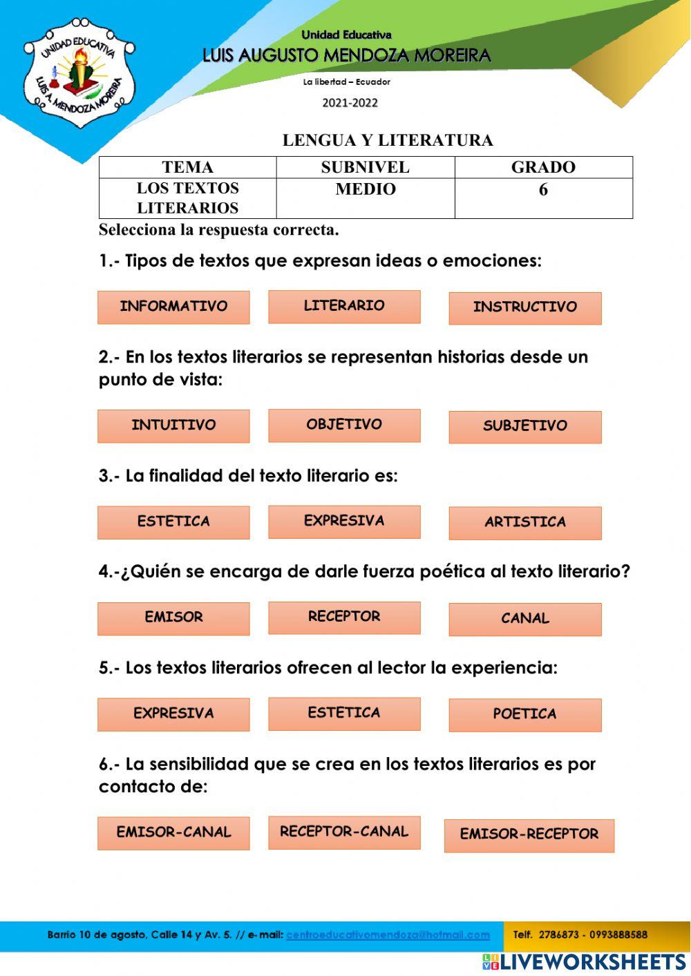 Los textos literarios