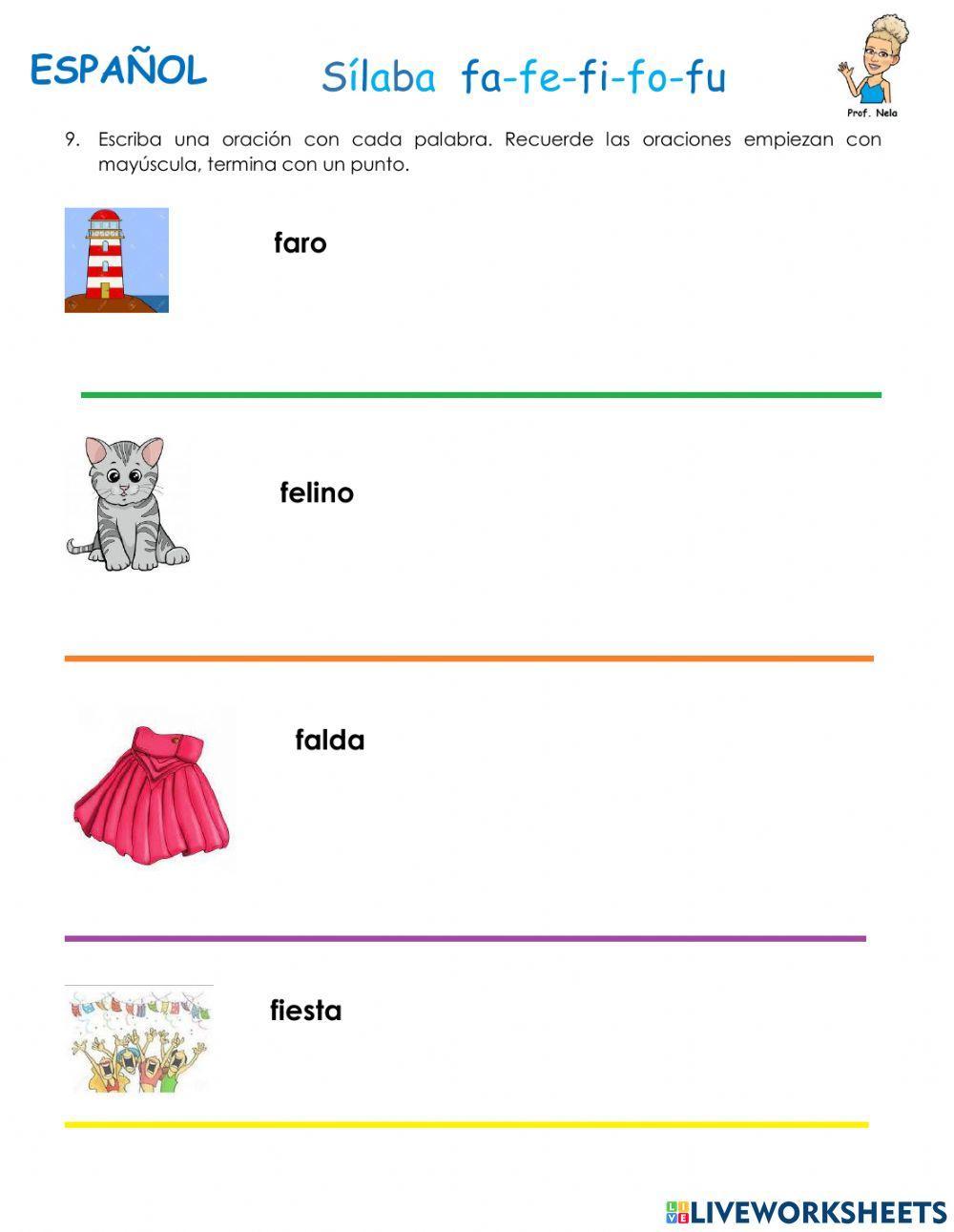 Repaso de las sílabas fa.fe.fi.fo.fu