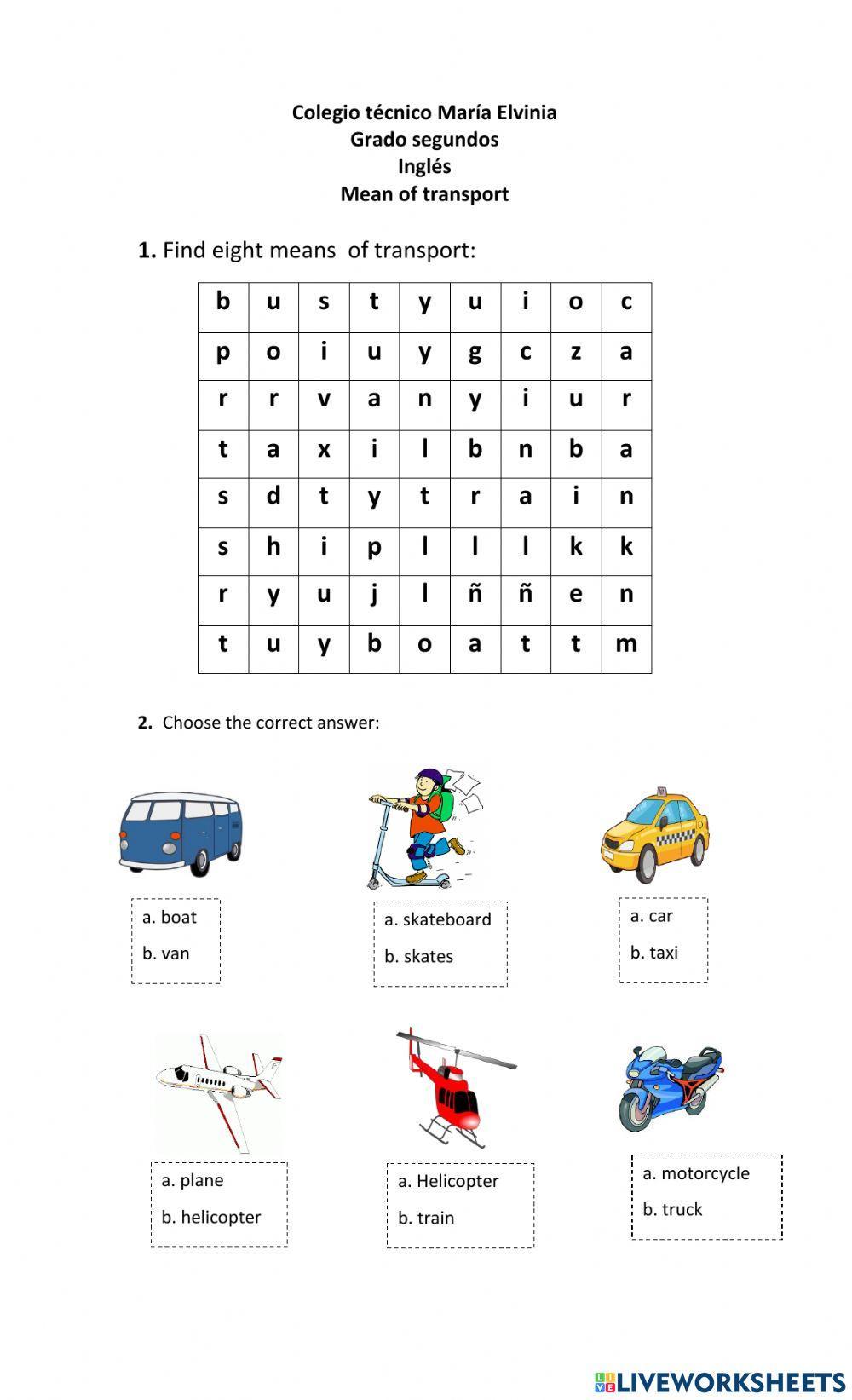 Medios de transporte en inglés Medios de transporte en inglés