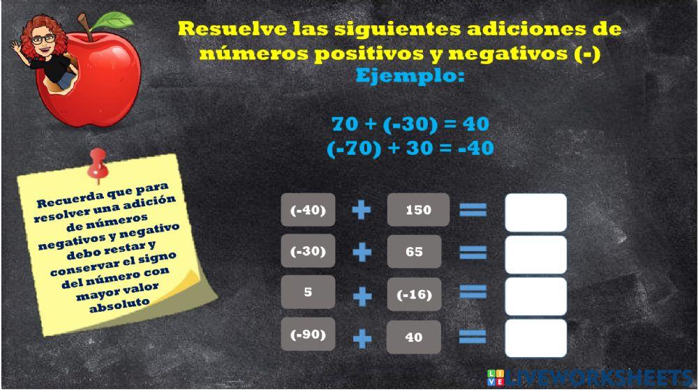 Adición de números enteros