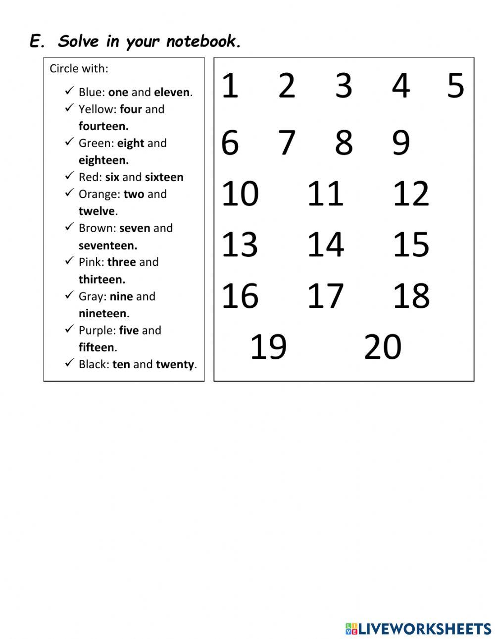 Numbers from 1-10