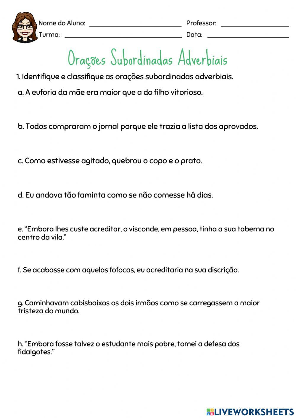 Orações Subordinadas Adverbiais