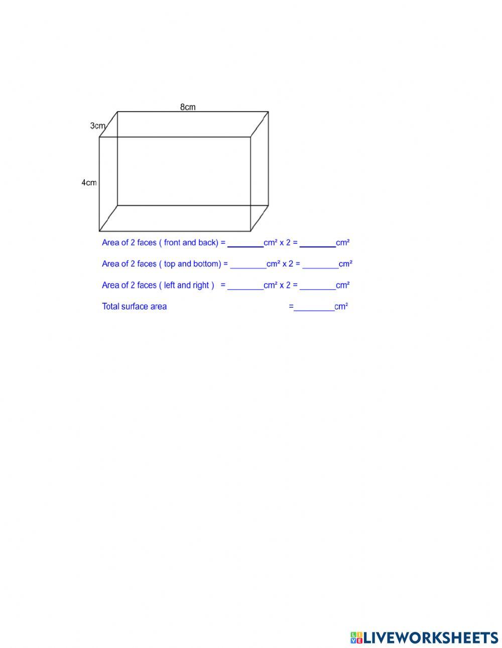 Surface Area of a Cuboid (II) Ex.2
