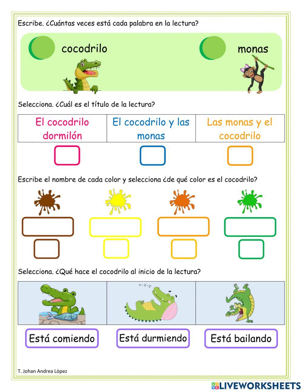 Comprensión lectora - Las monas y el cocodrilo