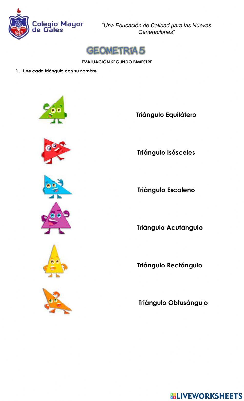 Evaluación 2 bimestre geometría 5