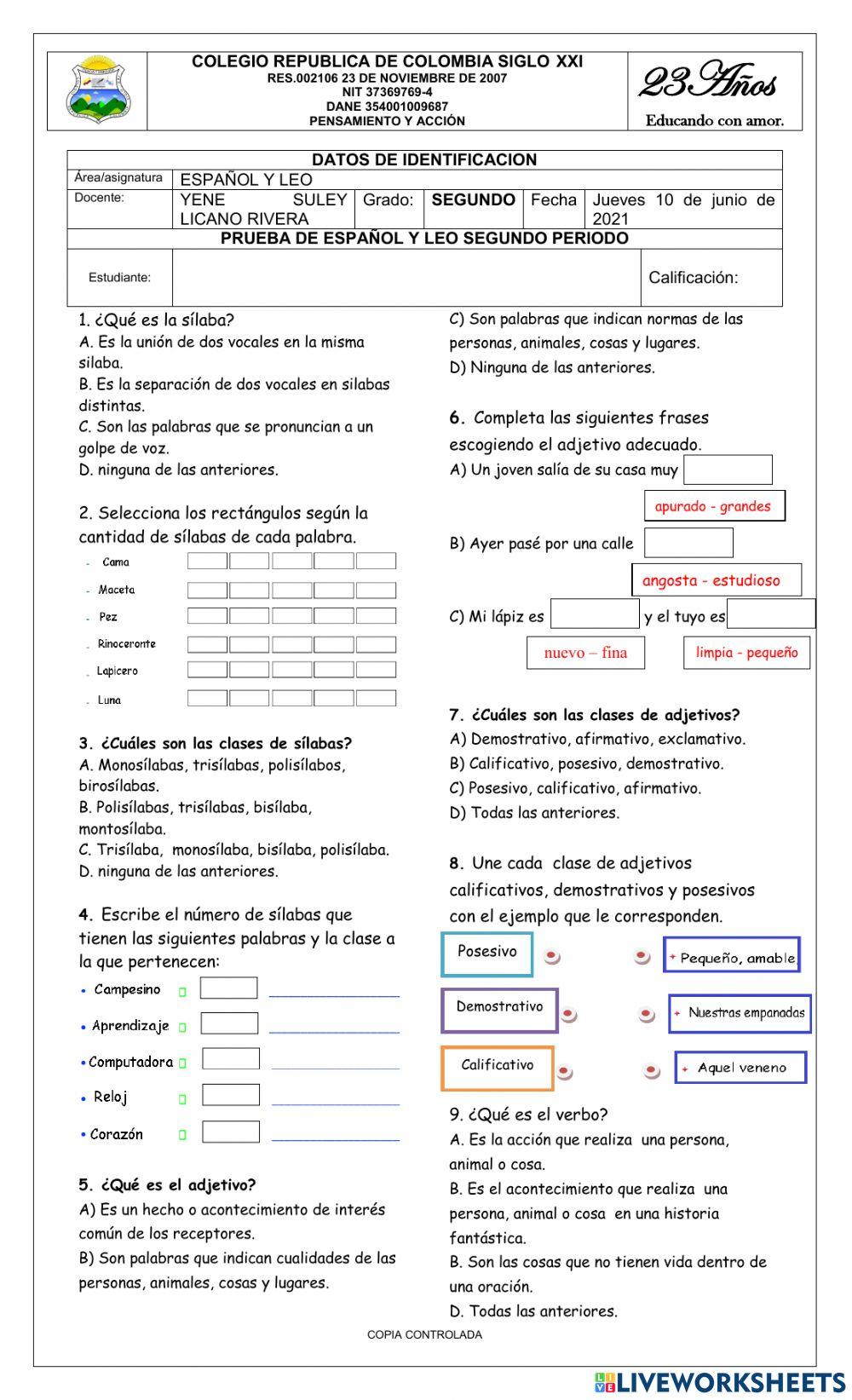 Bimestral grado segundo