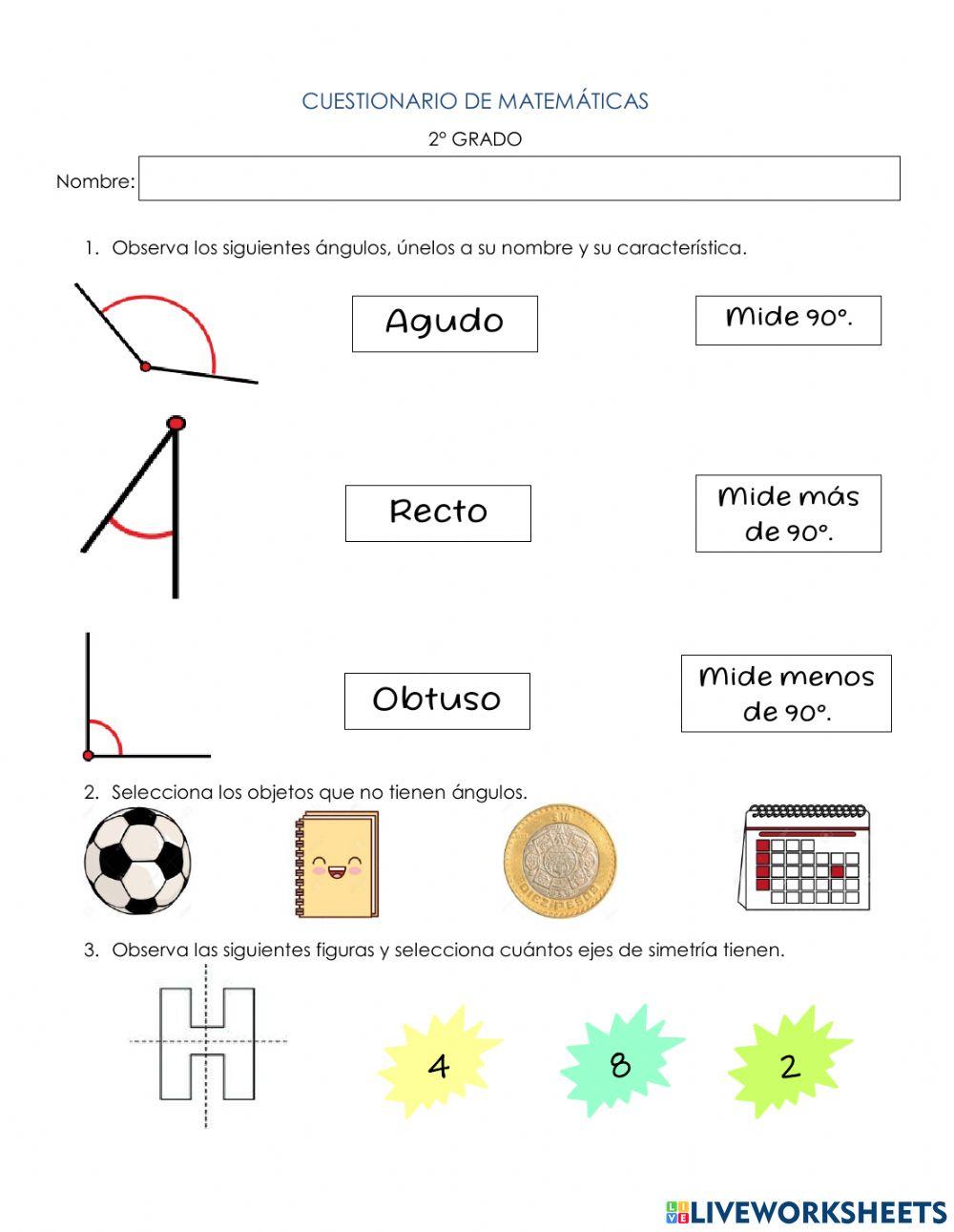 Cuestionario de Matemáticas