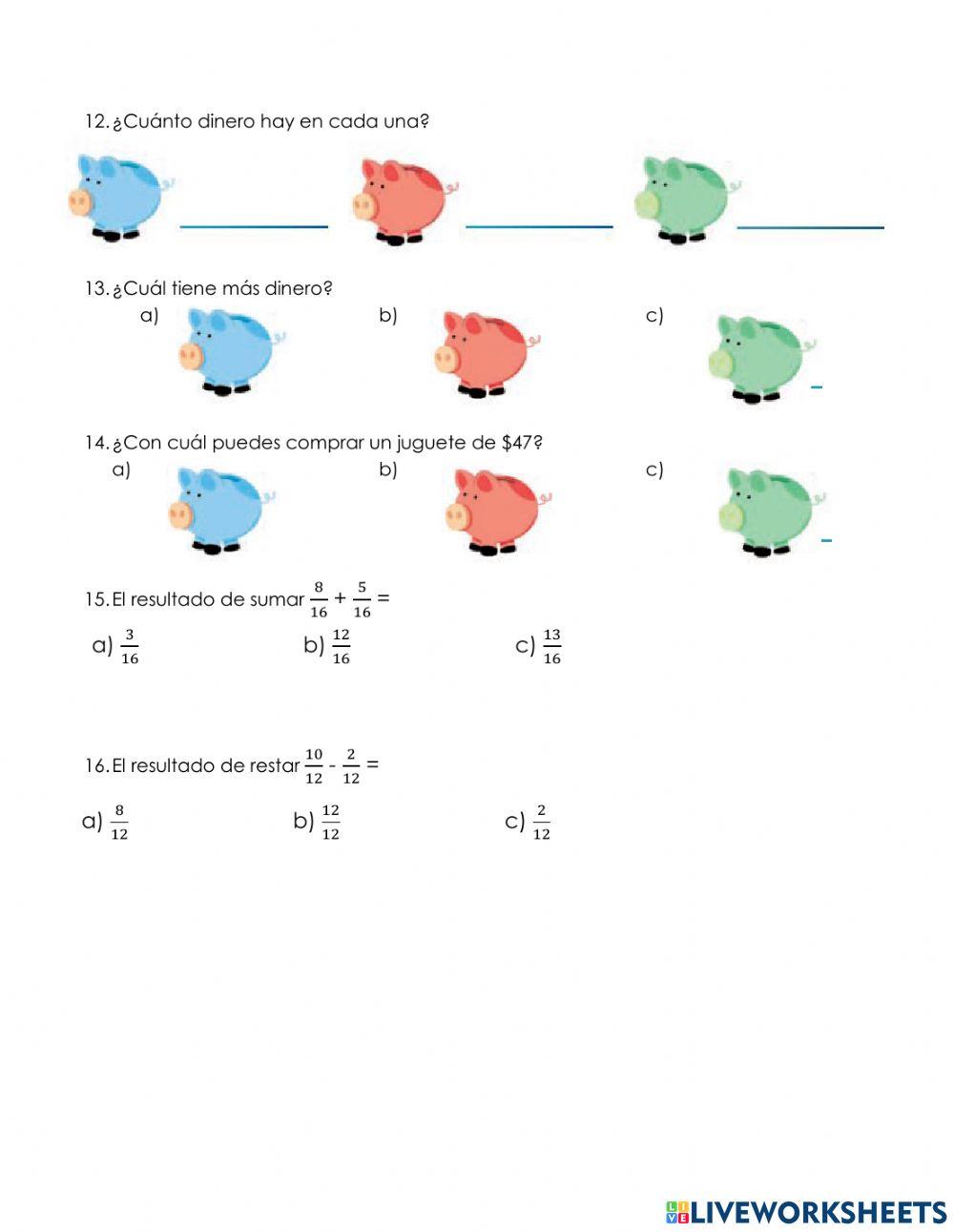 Cuestionario de Matemáticas