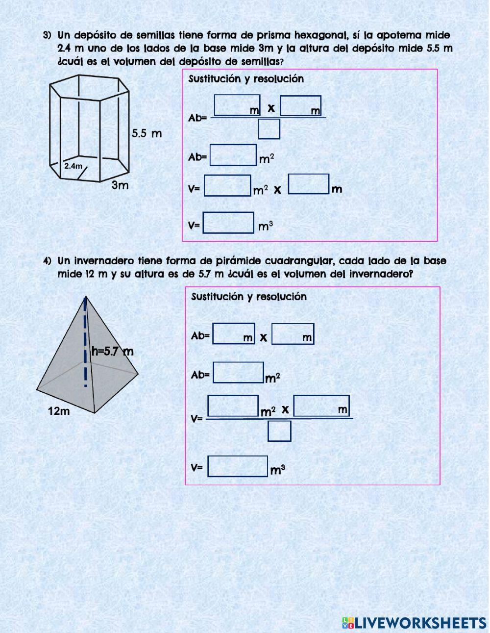 Volumen de prismas y pirámides