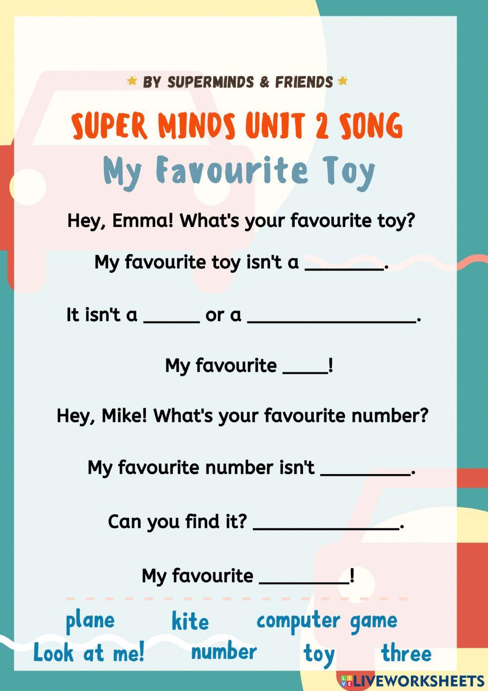 Worksheet super minds unit 2 song