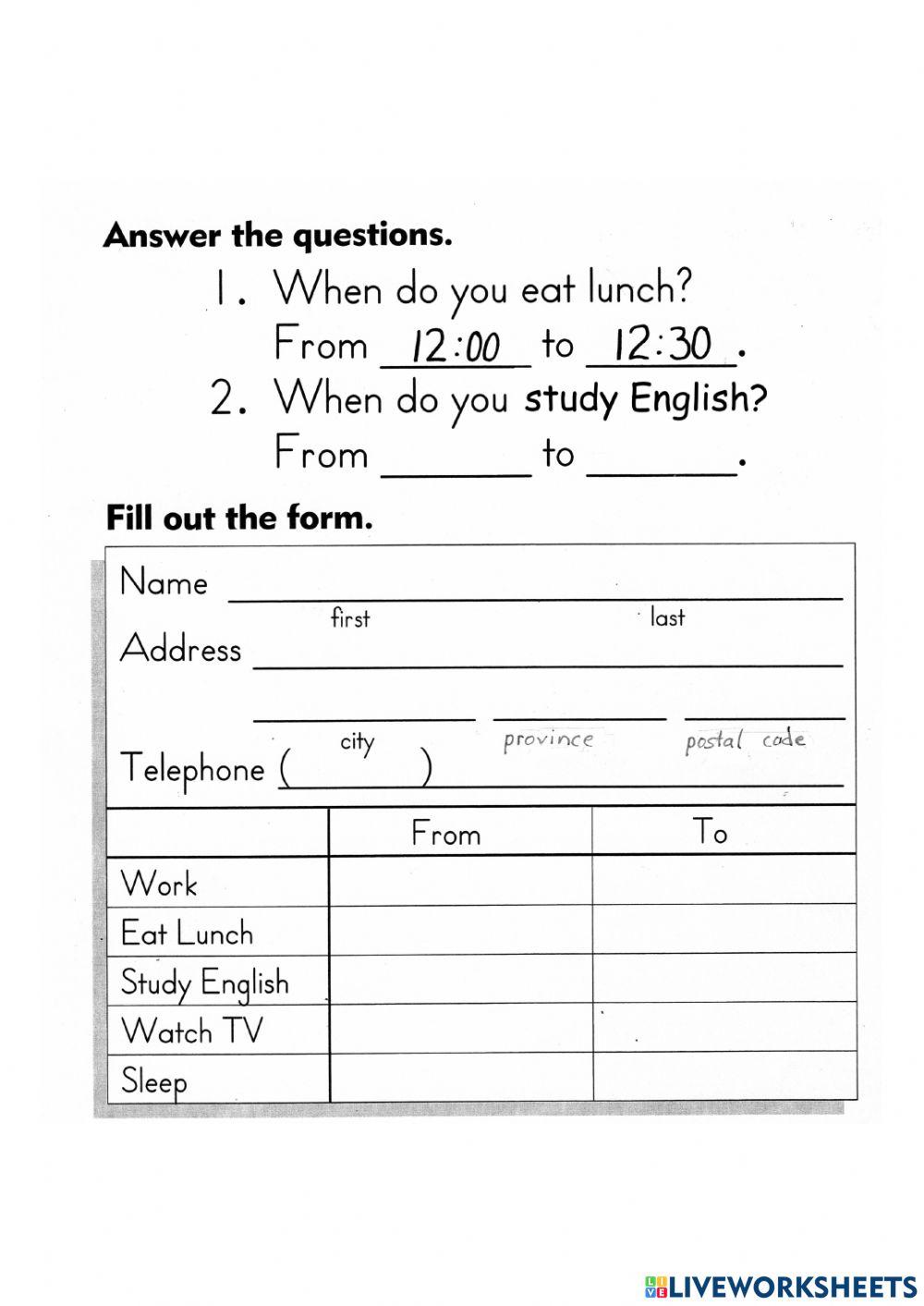Job: Fill out a form (CLB 1)