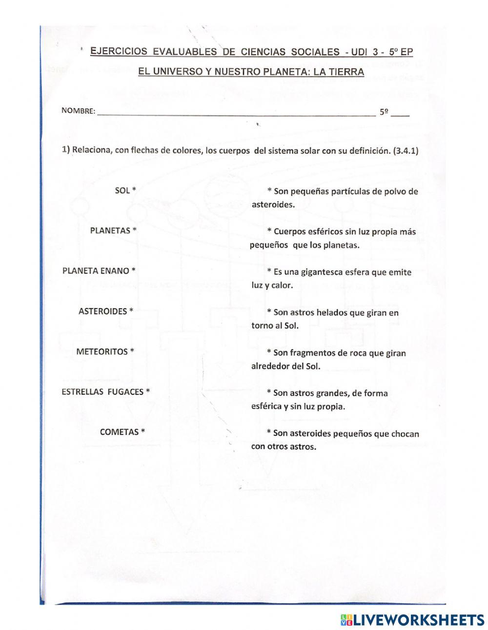 La tierra y el sistema solar