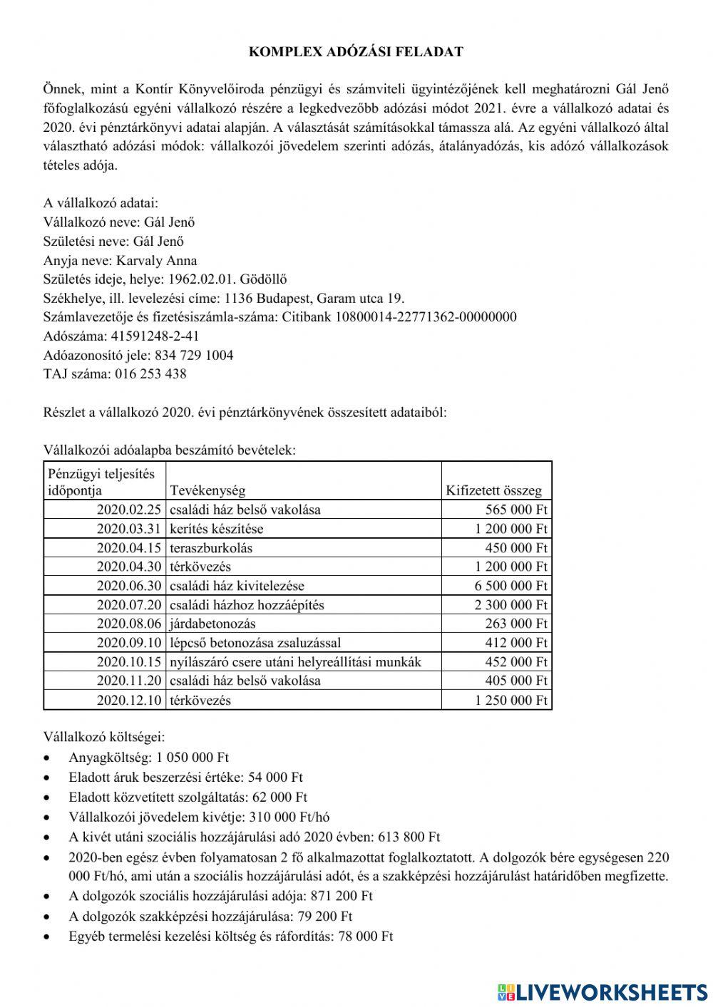 Év végi záródolgozat