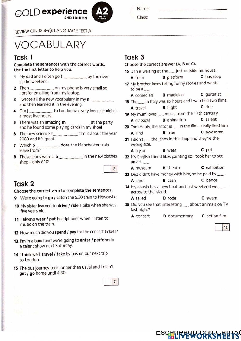 Vocabulary A2 Bazter Alai Akademia