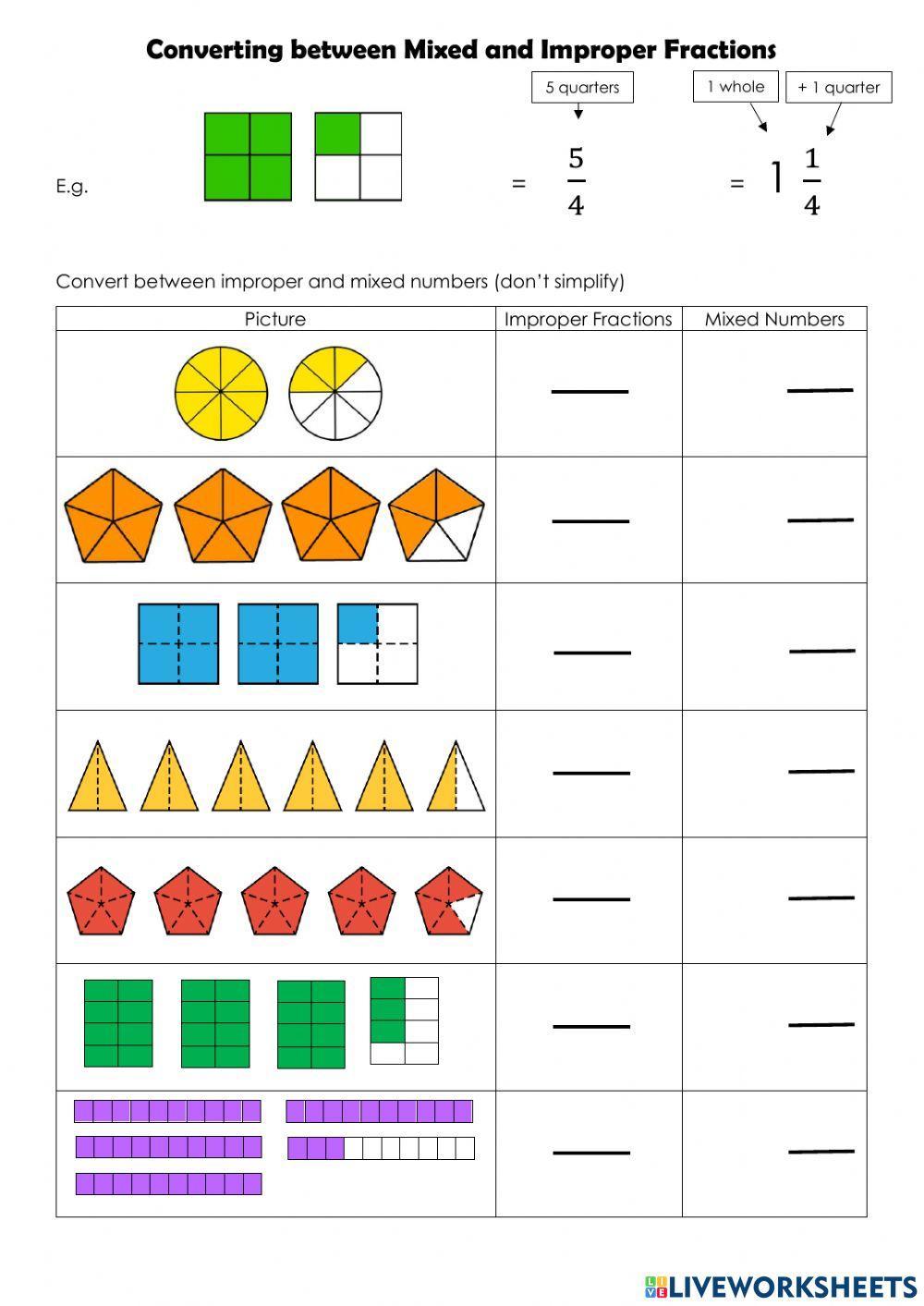 Mixed and Improper Fractions