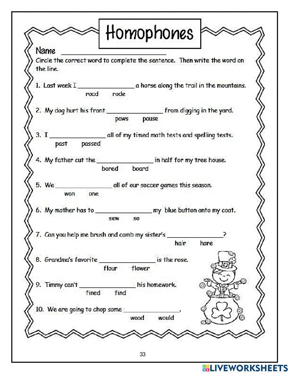 Homophones Activity4 Homophones Activity4