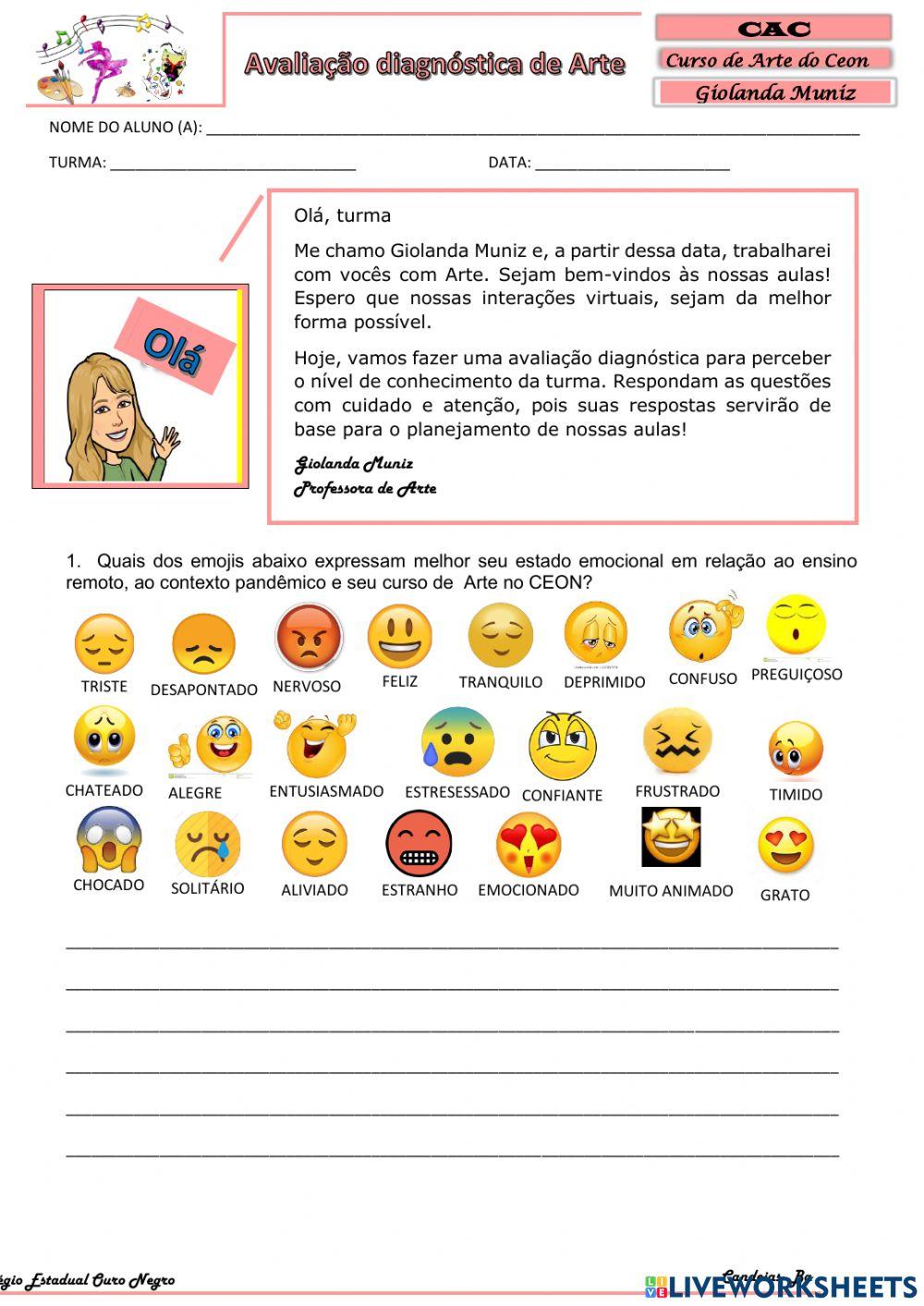 Avaliação diagnóstica de arte