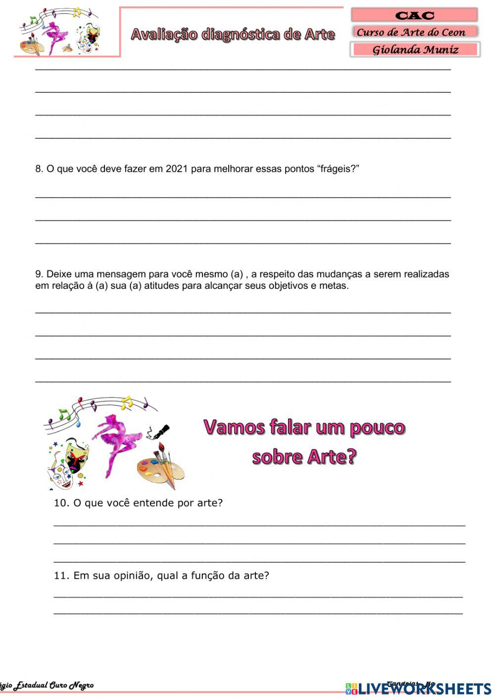 Avaliação diagnóstica de arte