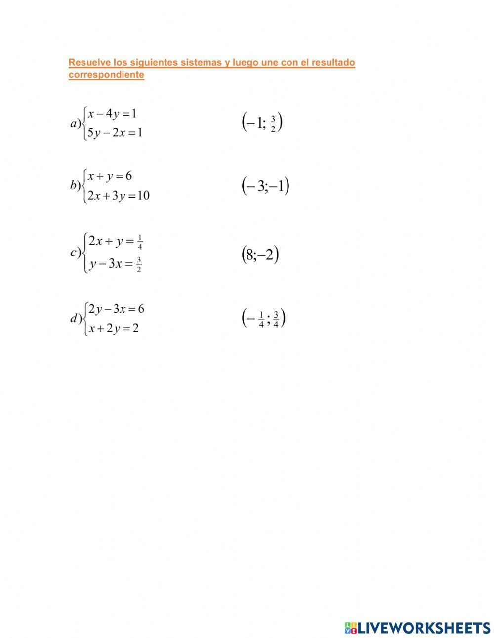 Sistemas de ecuaciones