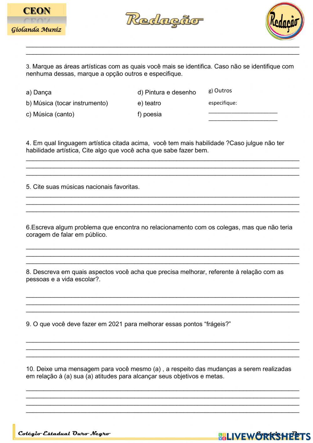 Avaliação diagnóstica de redação