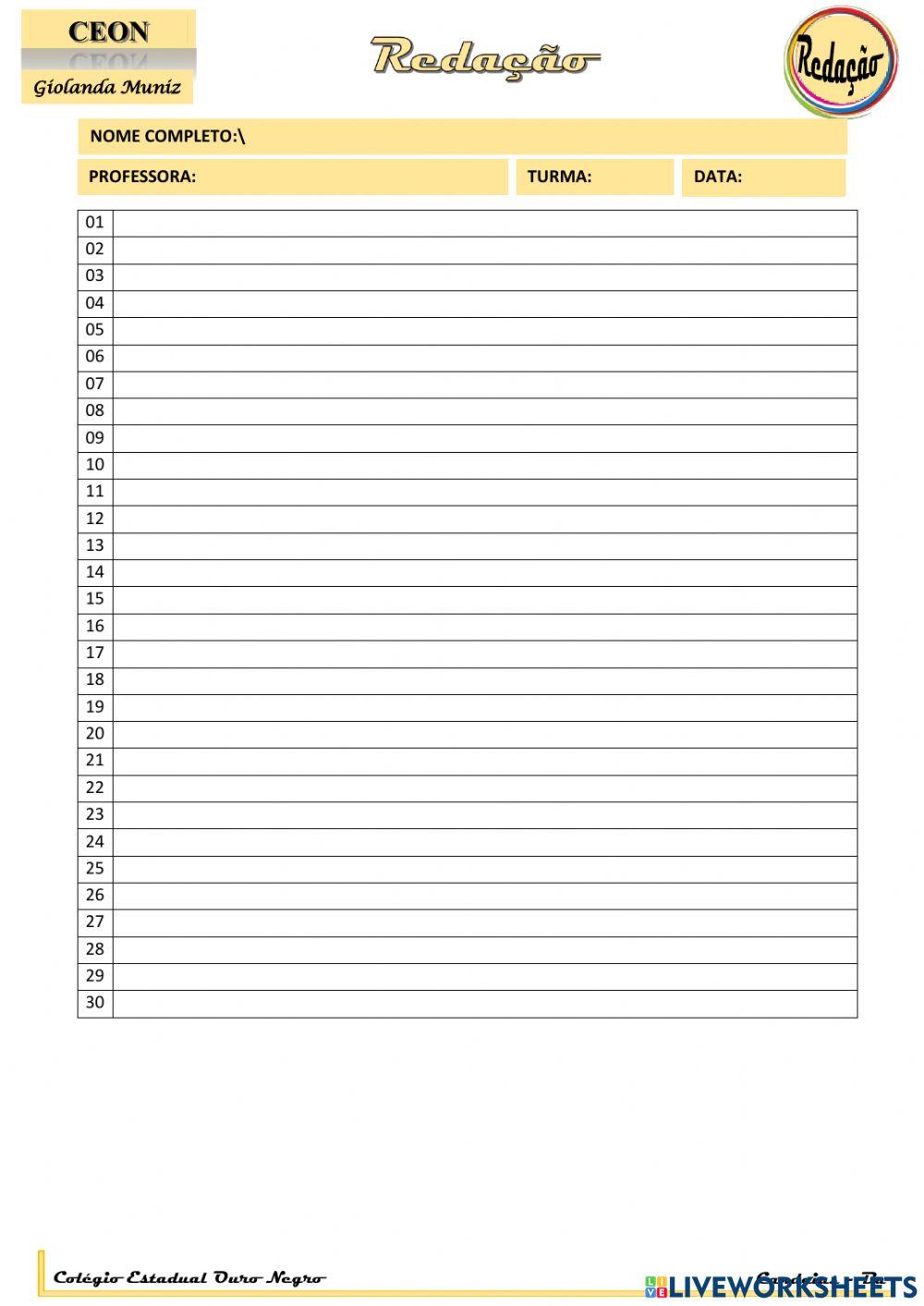 Avaliação diagnóstica de redação