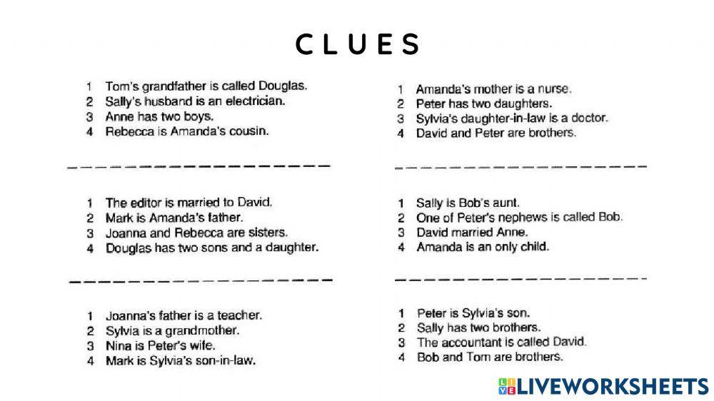 Riddle Family Tree worksheet Live Worksheets