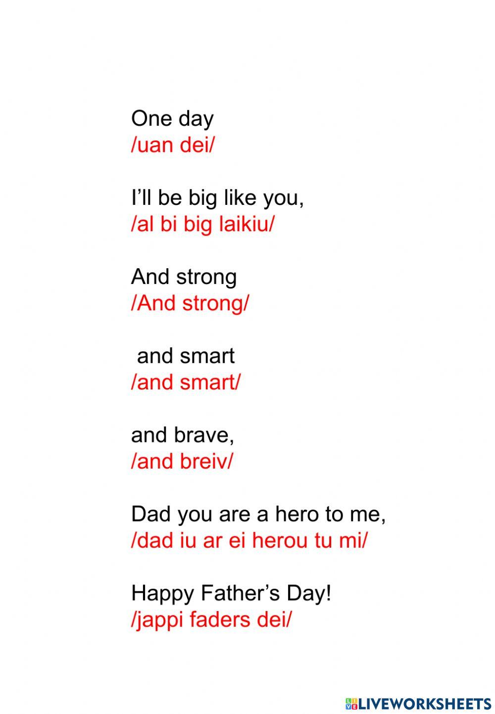 Father's Day Poem 3er grade