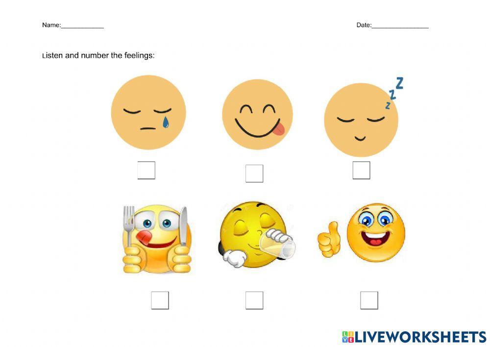 Listen and  number the feelings