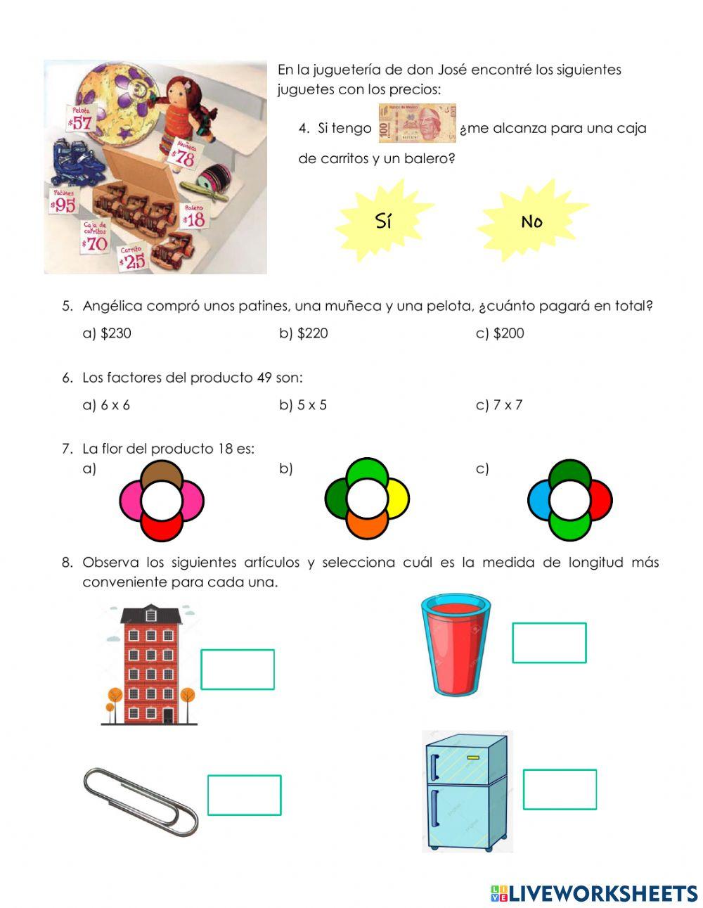 Cuestionario de Matemáticas - 2