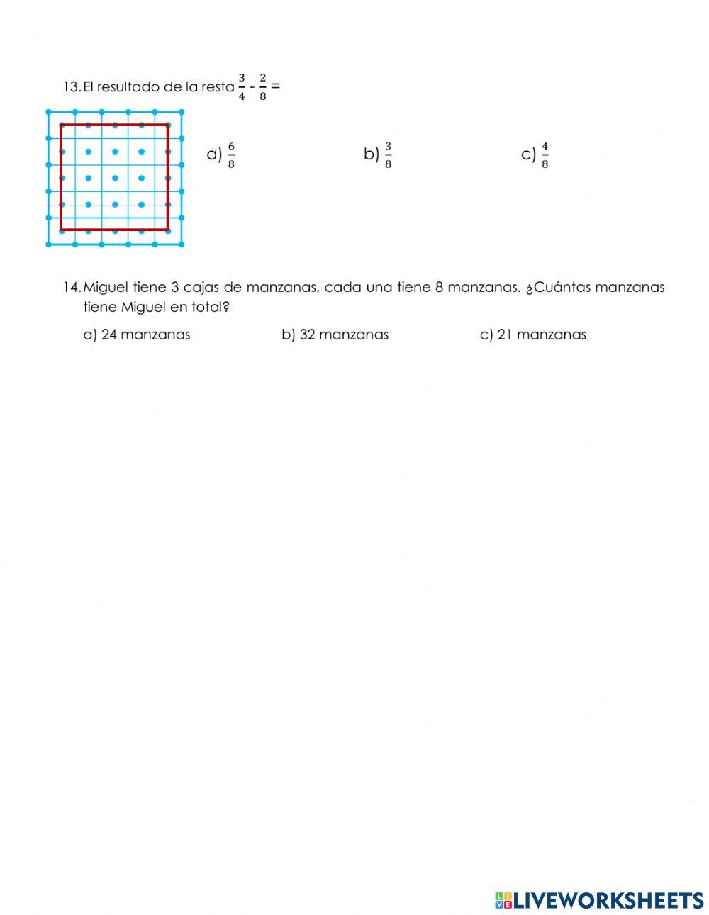Cuestionario de Matemáticas - 2