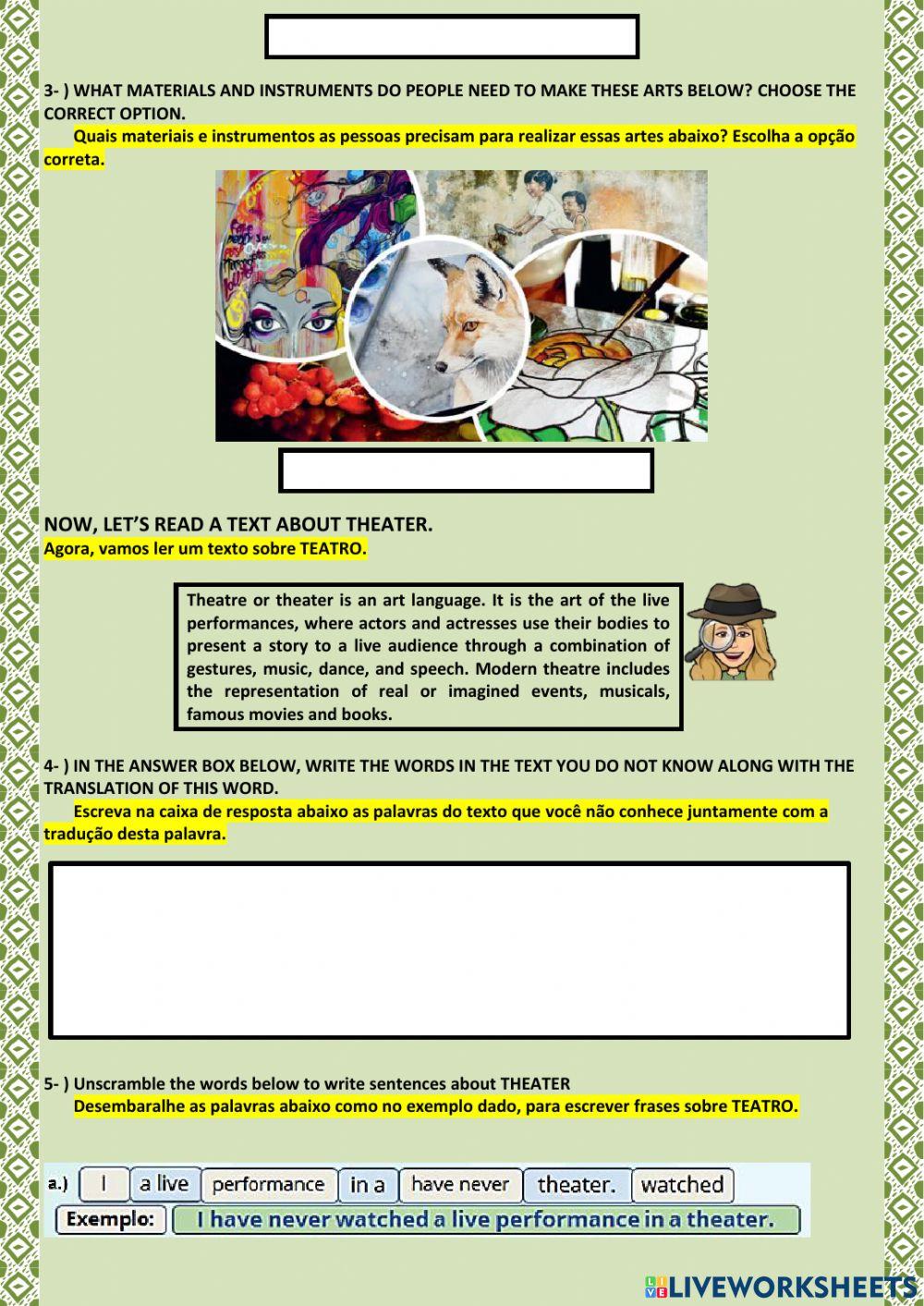 2nd BIMESTER - 4ª ACTIVITY – WHAT IS ART - 1st