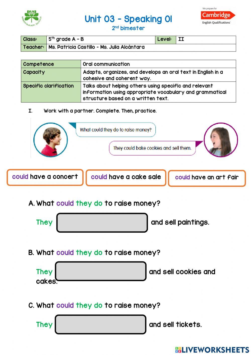 5th grade - Could Suggestion