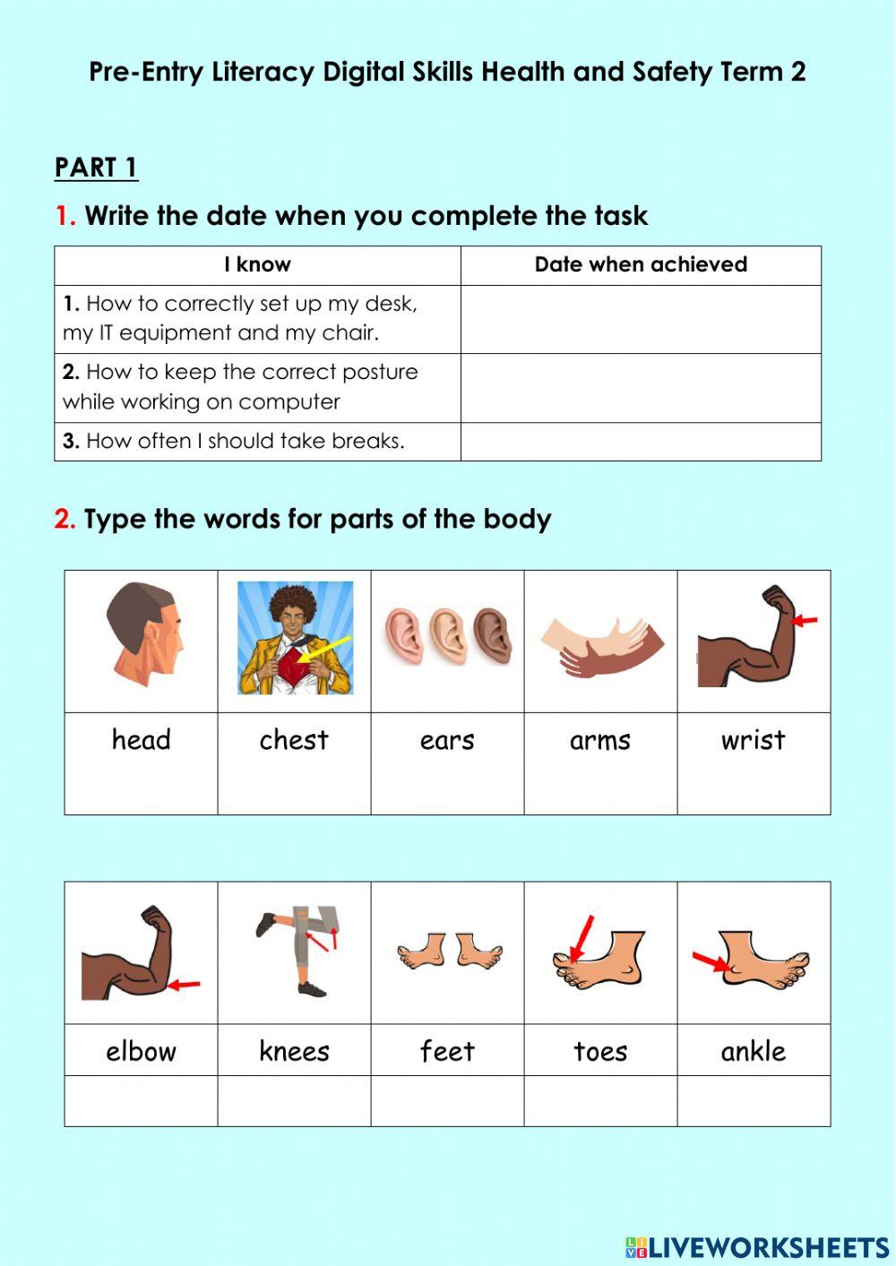 Pre Entry LIT DIGITAL SKILLS H&S Part 1 TERM 2