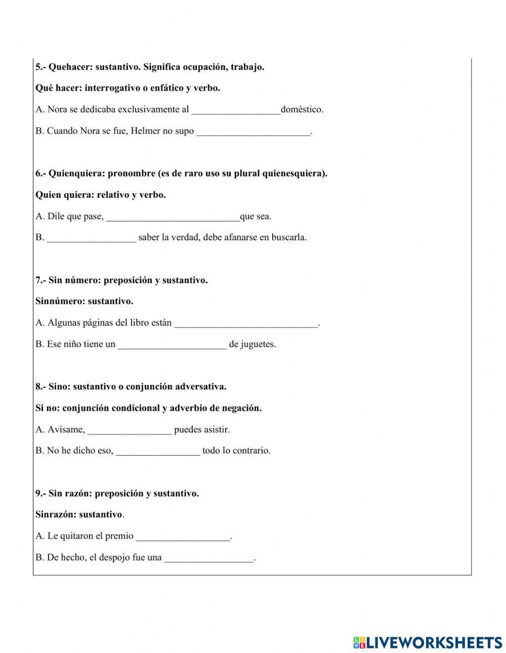 Palabras que se escriben juntas y palabras que se escriben separadas