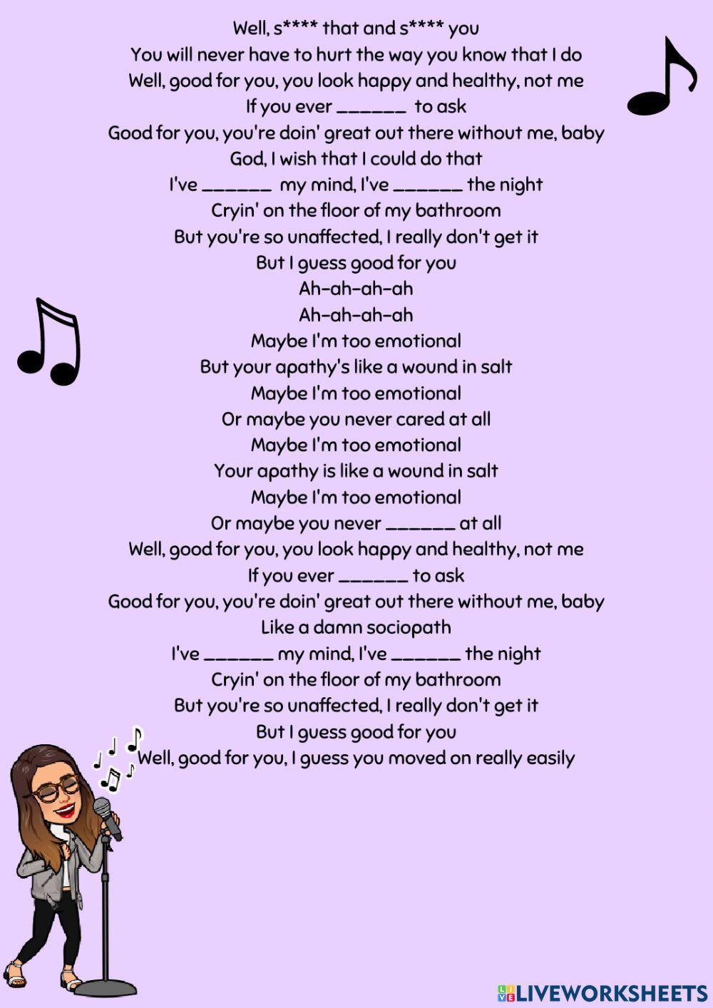 Complete the song: Olivia Rodrigo - good 4 u