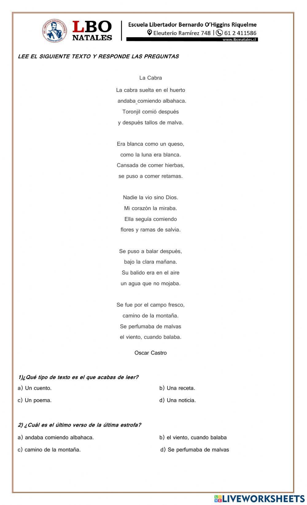 Comprensión de un poema