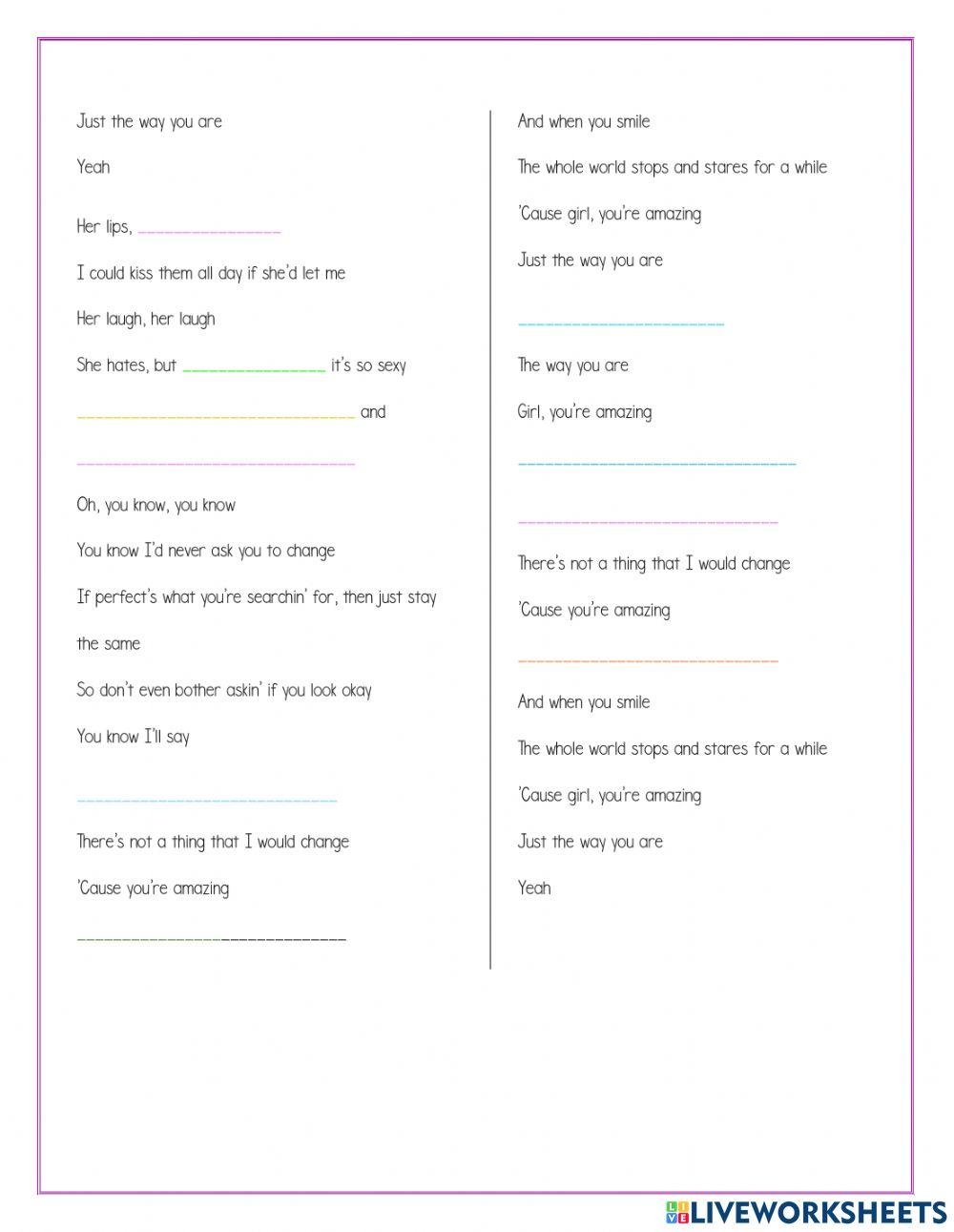 Just the way you are - Complete the song