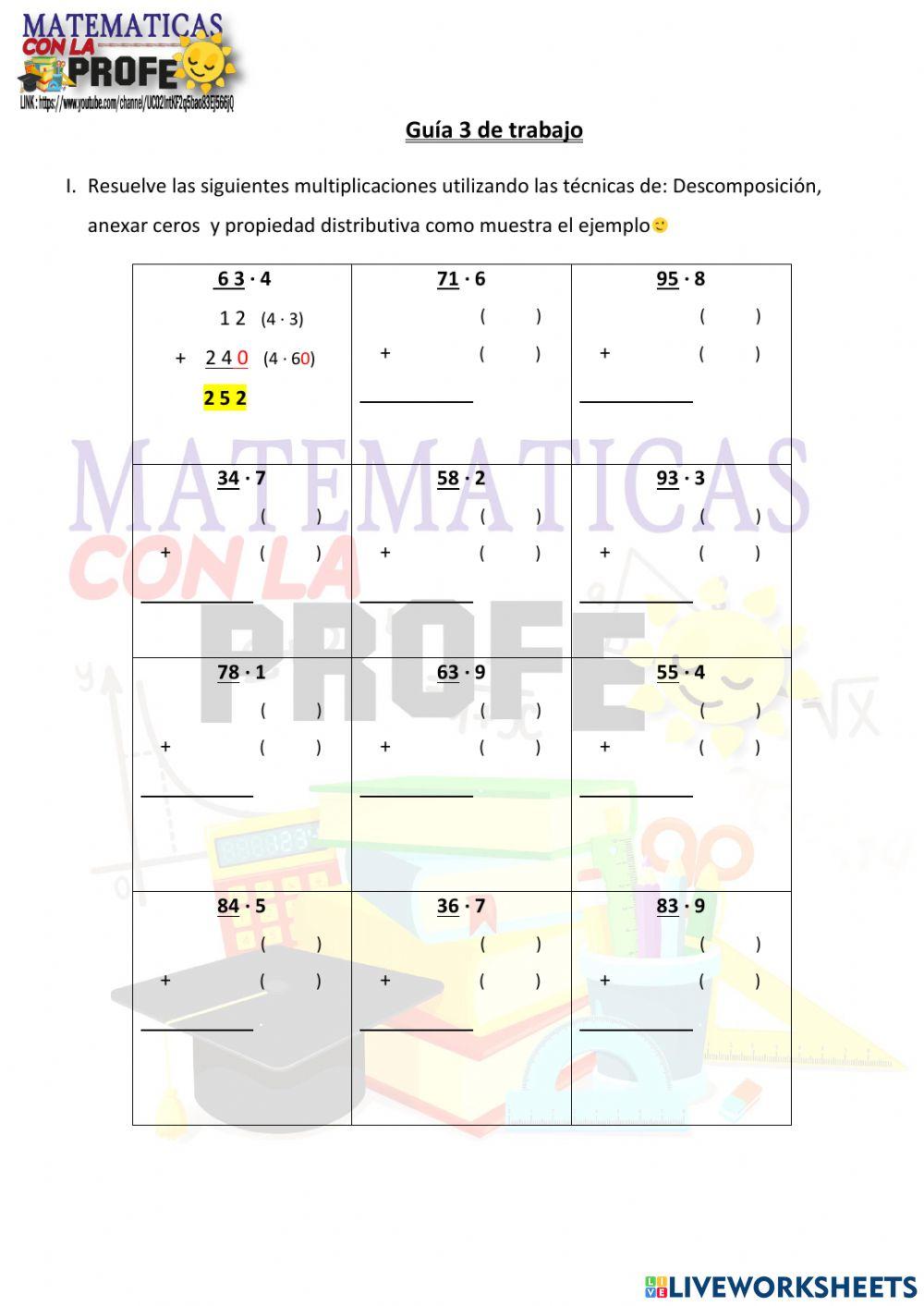 Mutiplicación decenas por unidades