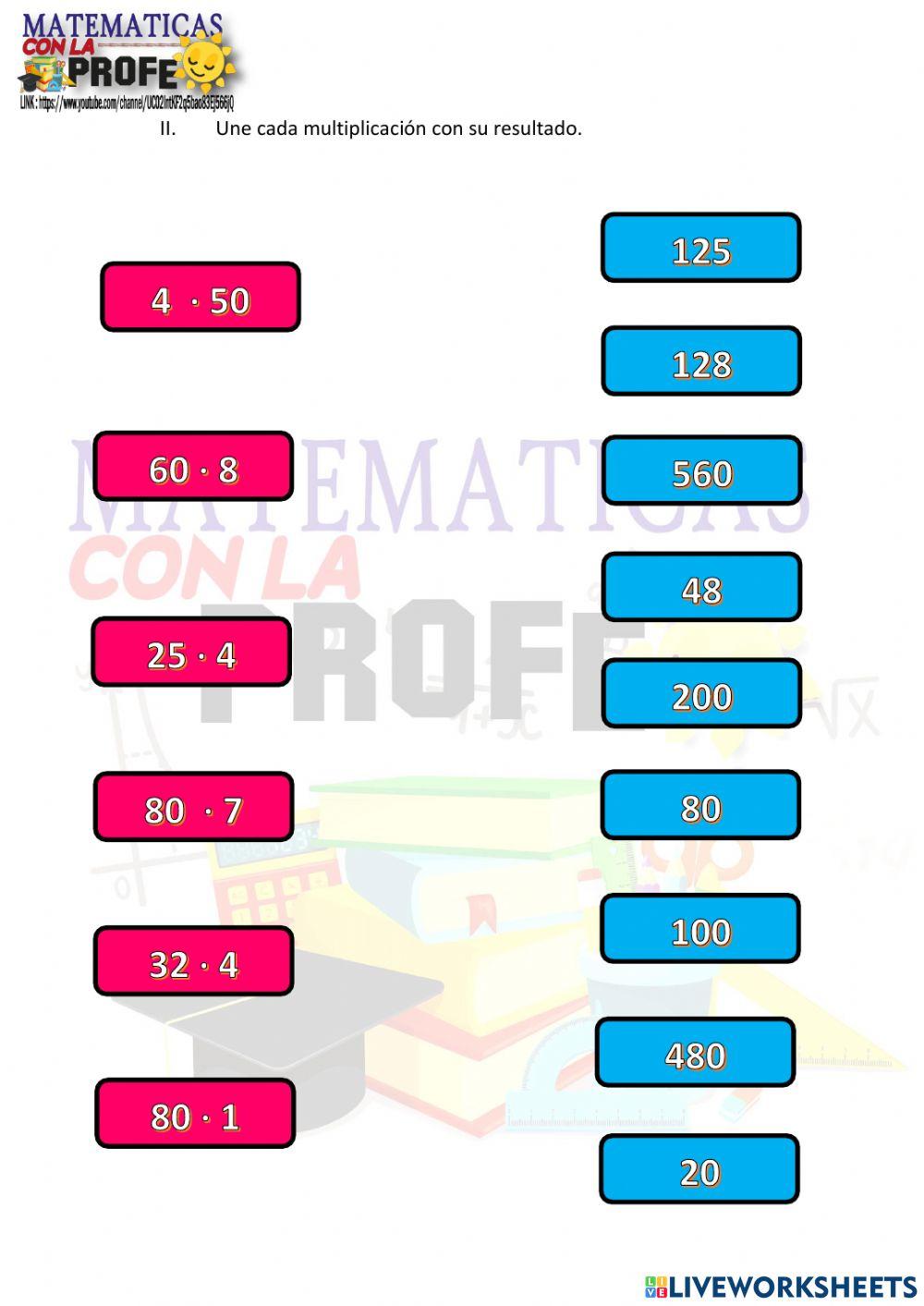 Mutiplicación decenas por unidades