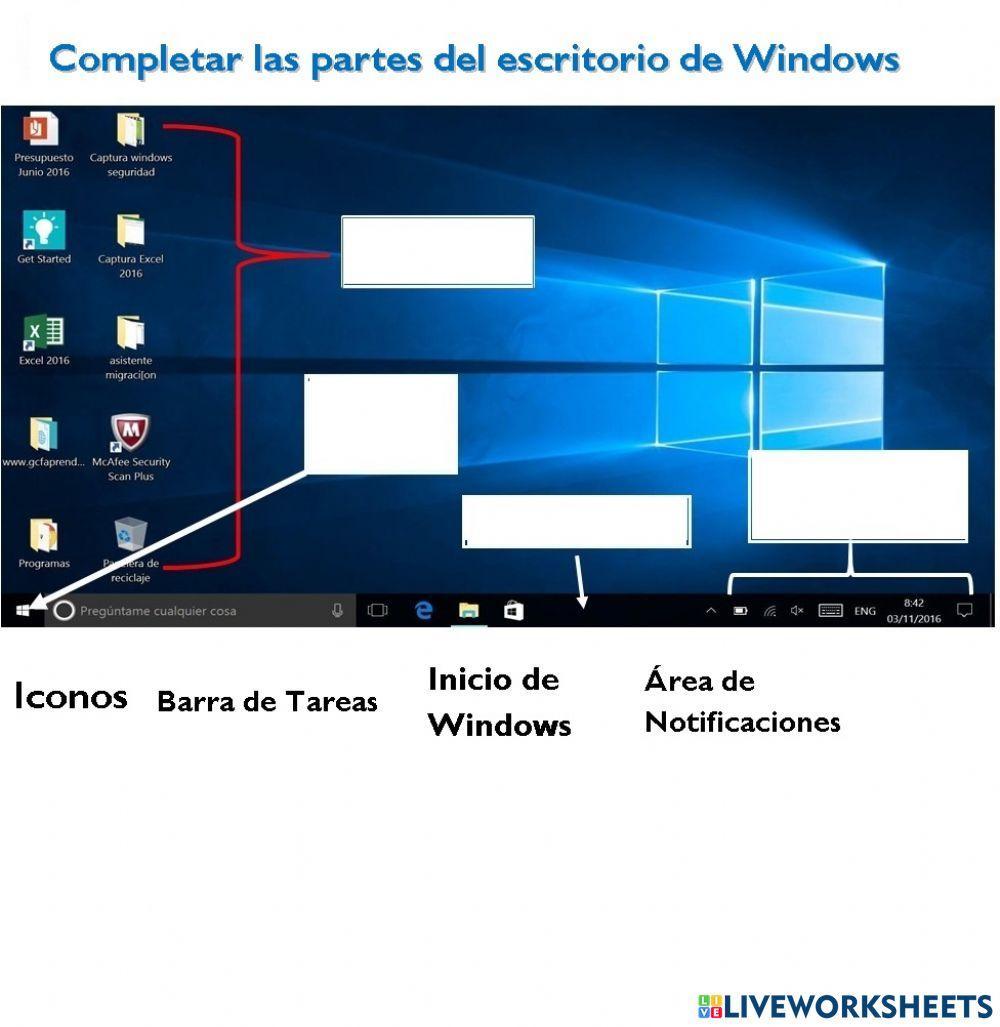 Partes del Escritorio de windows