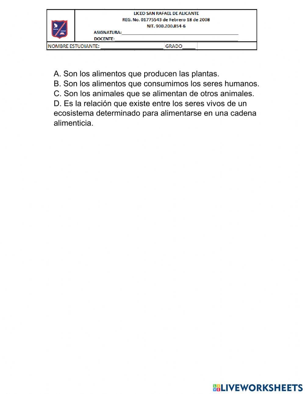 Cuestionario de repaso naturales segundo periodo