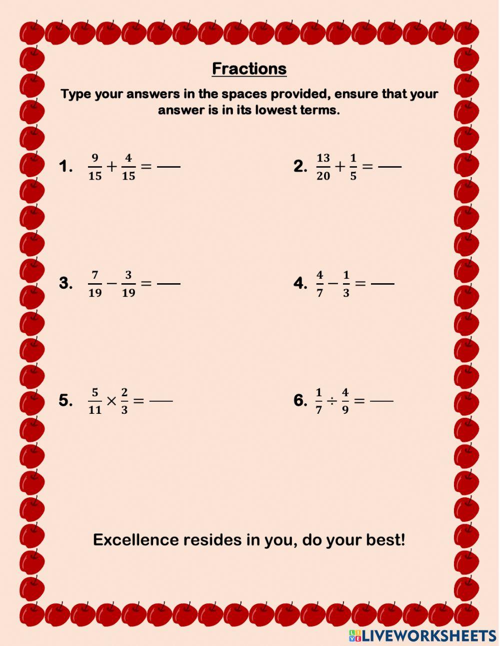 1073901 Fractions Mixed operations MsKnowles242