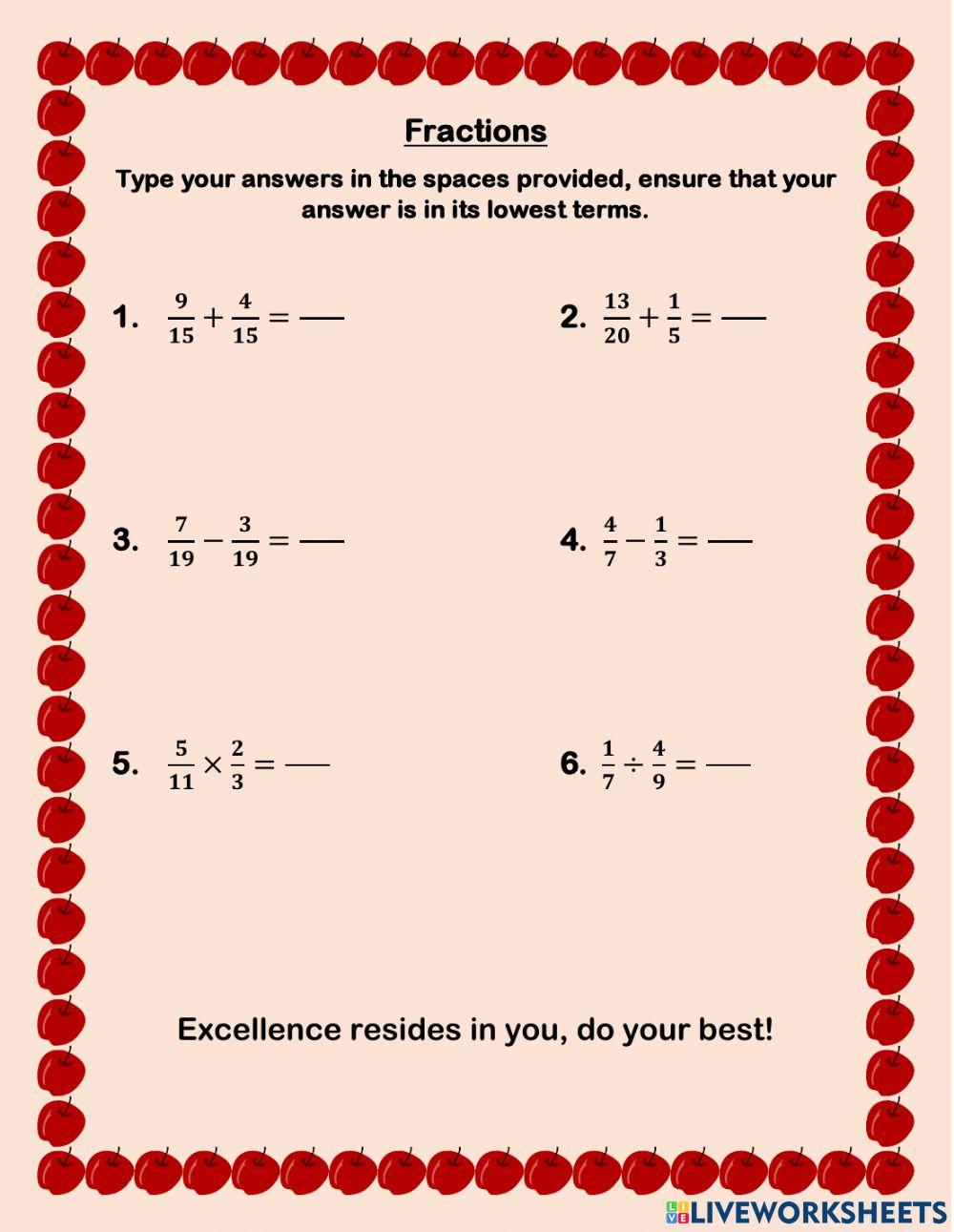 Fractions- Mixed operations