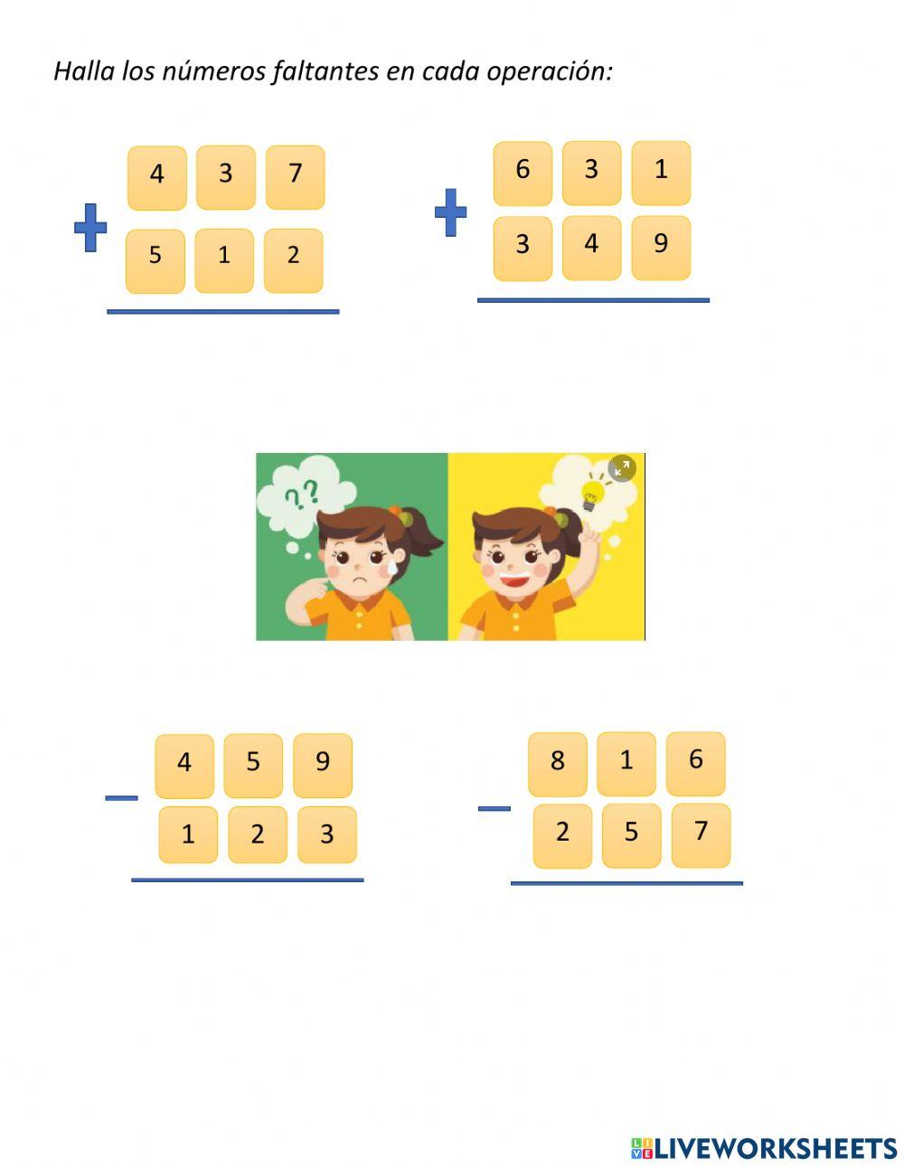 Ejercicios de adición y sustracció.