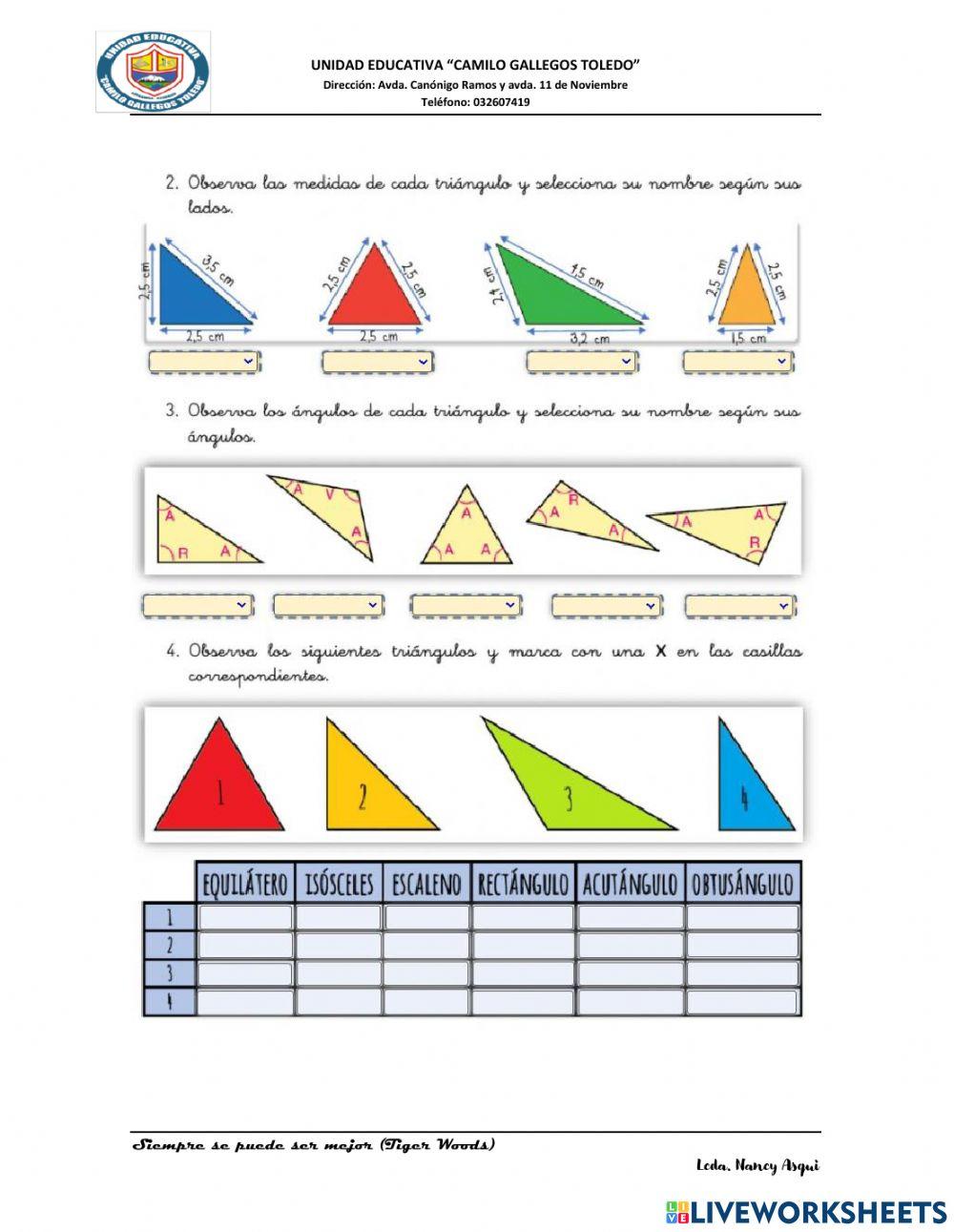 TRIÁNGULOS Clasificación por sus Lados y Ángulos