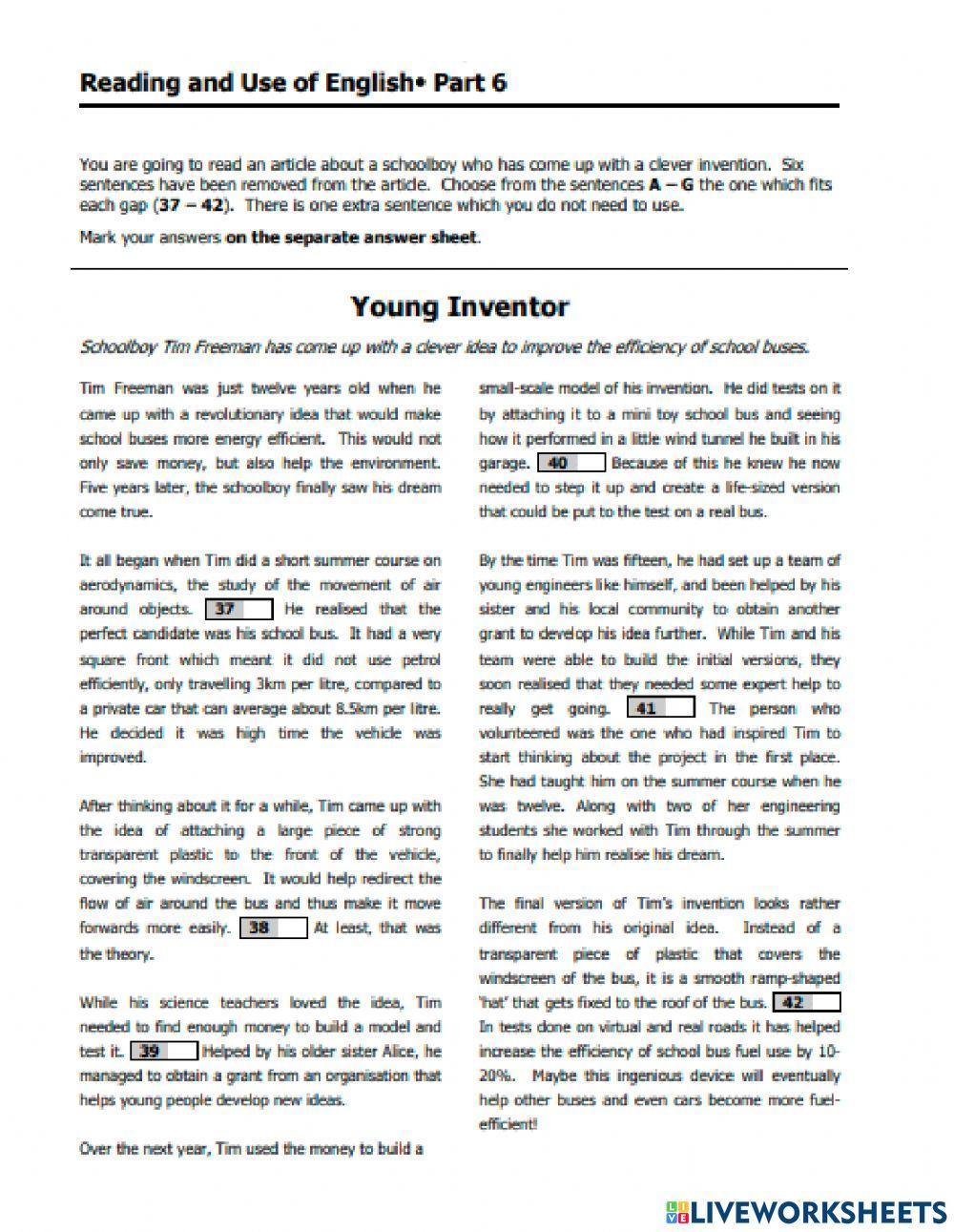 Reading and Use of English FCE