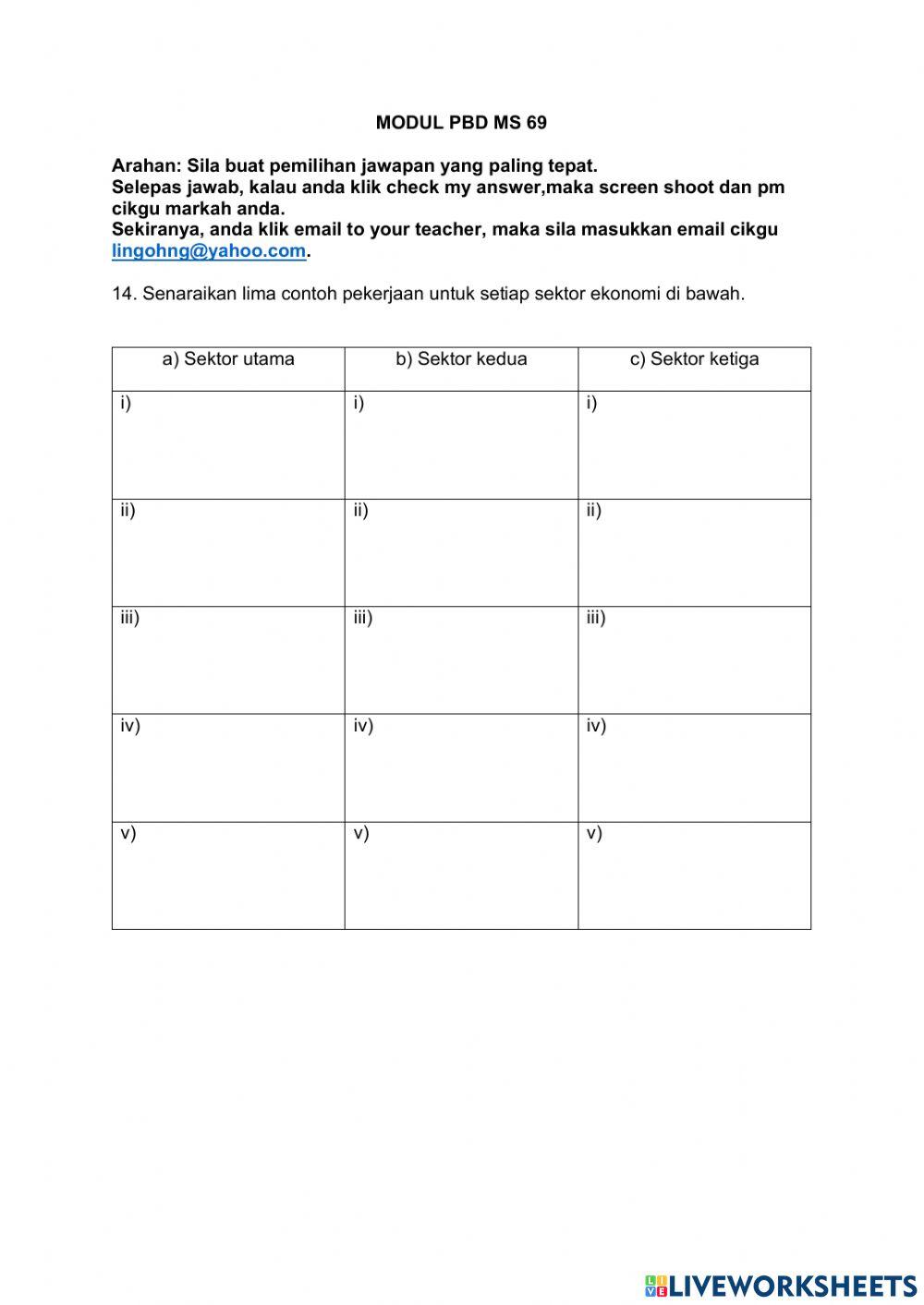 3.2.1 Jenis pekerjaan mengikut sektor ekonomi